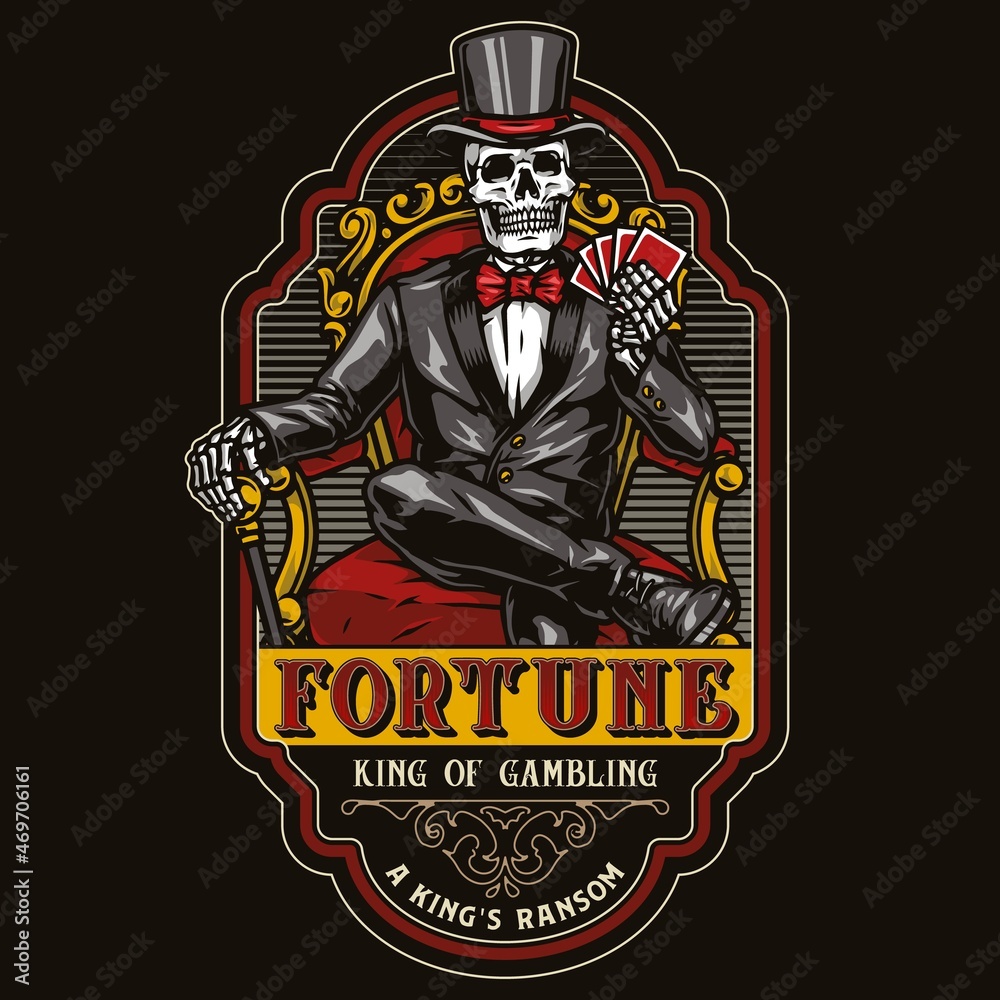 Casino and gambling vintage colorful print
