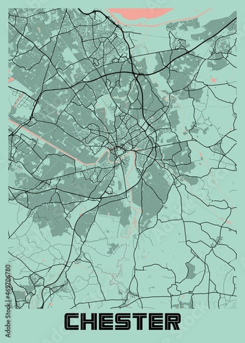 Chester - United Kingdom Peony City Map photo