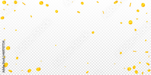British pound coins falling. Lovely scattered GBP coins. United Kingdom money. Brilliant jackpot, wealth or success concept. Vector illustration.