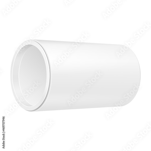 Cardboard Paper Tube Tubus Cilinder Box Container Packaging. Food, Gift Products. Illustration Isolated On White Background. Mock Up Template Ready For Your Design. Product Packing Vector EPS10