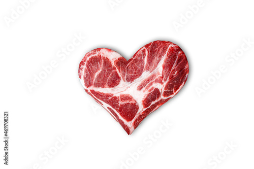 Meat heart isolated on white background