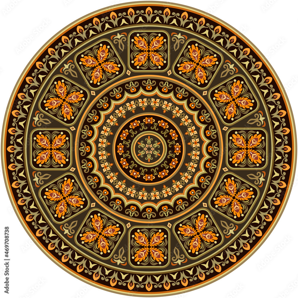 Vector abstract decorative round floral ethnic illustration