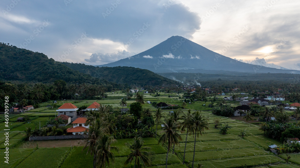 Fototapeta premium Aerial view of the volcano Mount Agung in Bali Indonesia.