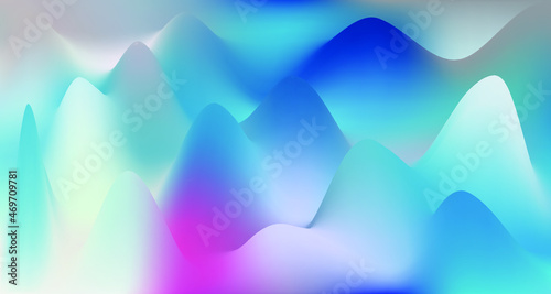 Hump surface gradient wavy vector backgound in pink blue colors. Cool hump gradient graphic design.