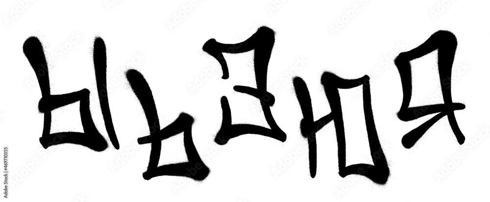 Graffiti spray font cyrillic alphabet with a spray in black over white. Vector illustration. Part 6 Graffiti spray font cyrillic alphabet with a spray in black over white. Vector illustration. Part 6