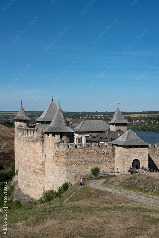 Medieval Khotyn fortress on the bank of the Dniester River, Ukraine