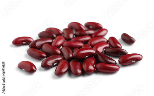 Pile of red beans on white background