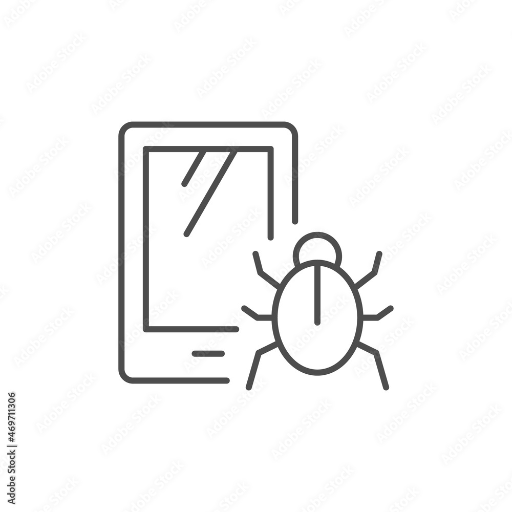 Smartphone virus line outline icon Smartphone virus line outline icon