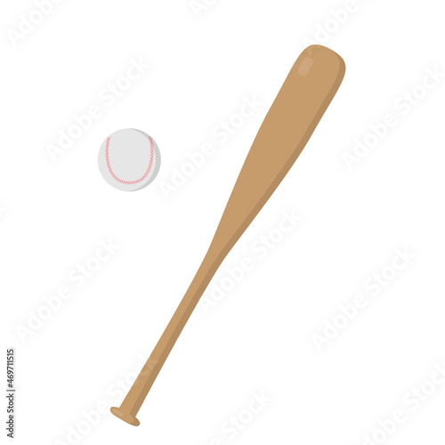 Colorful baseball bat and ball. Flat icon design. Isolated vector illustration