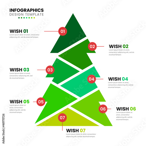 Infographic design template. Christmas concept with 7 wishes