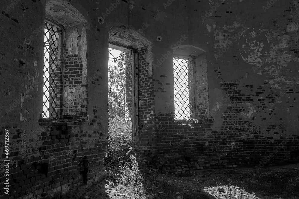 the interior of an abandoned temple the interior of an abandoned temple
