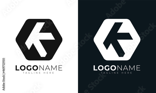 Initial letter k logo vector design template. With Hexagonal shape. Polygonal style.