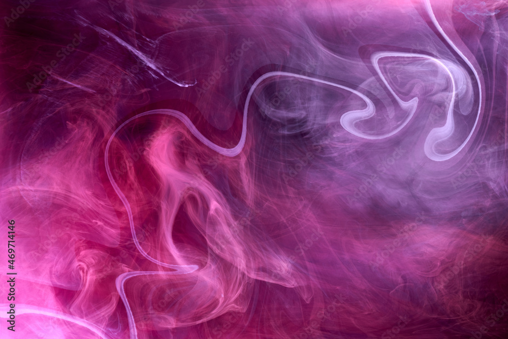 Pink smoke on black ink background, colorful fog, abstract swirling touch ocean sea, acrylic paint pigment underwater Pink smoke on black ink background, colorful fog, abstract swirling touch ocean sea, acrylic paint pigment underwater