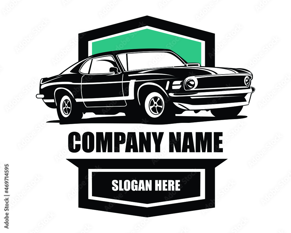 Obraz premium Muscle car silhouette logo vector concept badge emblem isolated