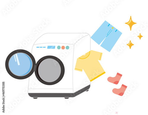 ドラム式　洗濯機　家電　シンプルイラスト