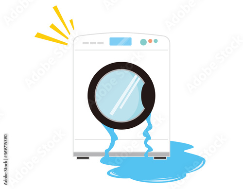 ドラム式　洗濯機　家電　シンプルイラスト