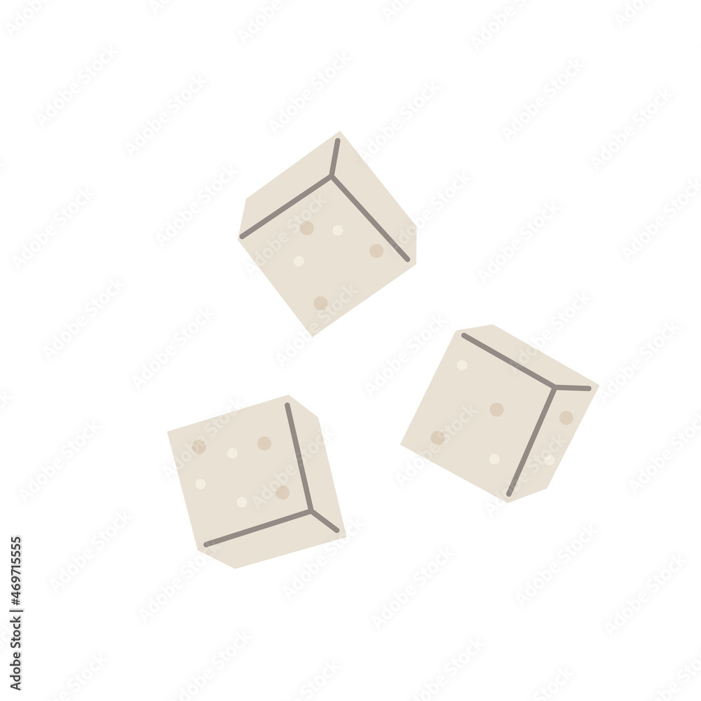 Obraz premium Pieces of tofu in cute cartoon flat style. Vector illustration of vegan food.