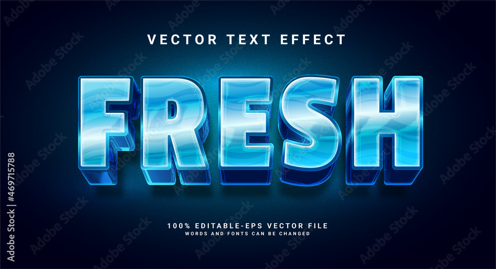 Fresh elegant 3D text effect. Editable text style effect with blue color theme.