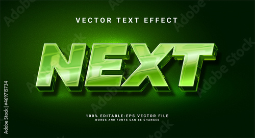 Next elegant 3D text effect. Editable text style effect with green color theme.