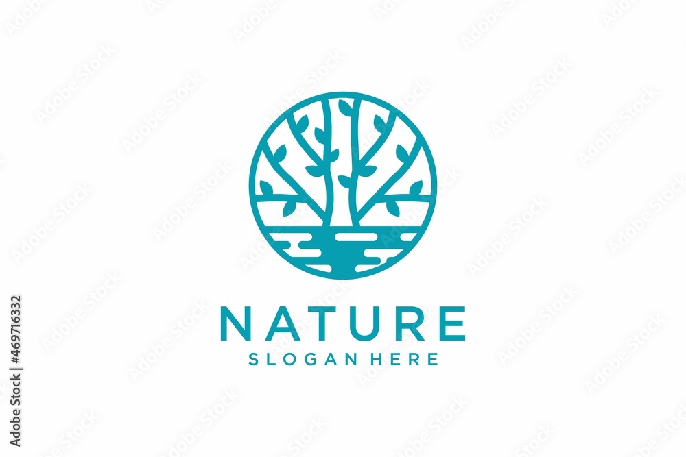 Nature tree in circle logo design inspiration Nature tree in circle logo design inspiration