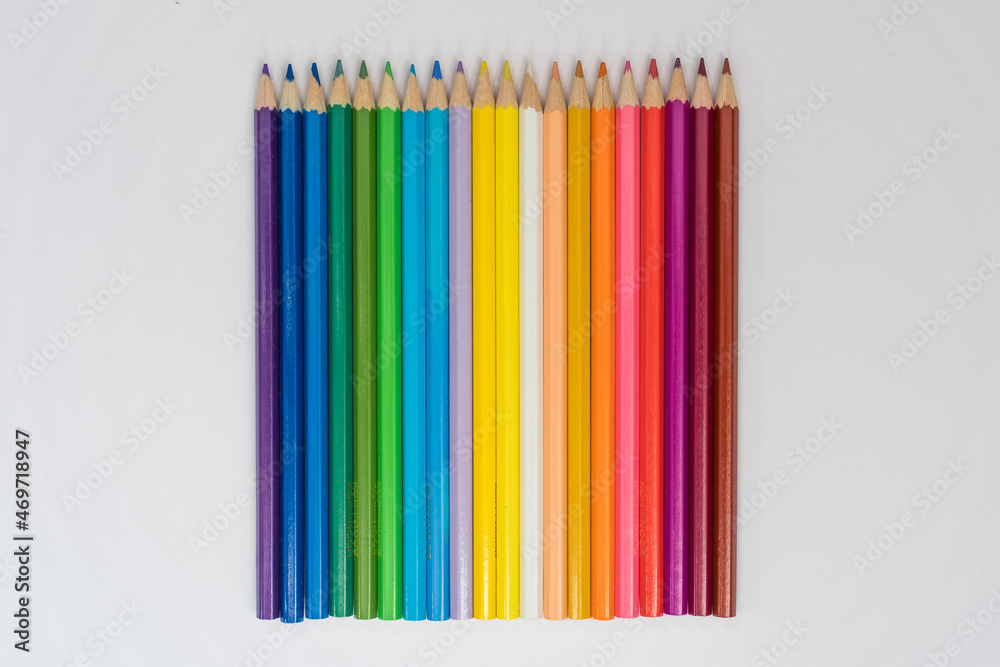 Colored pencils close-up, drawing equipment Colored pencils close-up, drawing equipment
