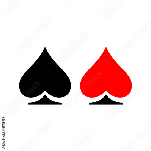 Poker icon. Poker logo template. Casino gambling sign playing cards, casino, gaming chips and red lucky symbol