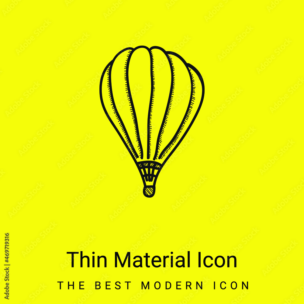 Fototapeta premium Air Balloon minimal bright yellow material icon