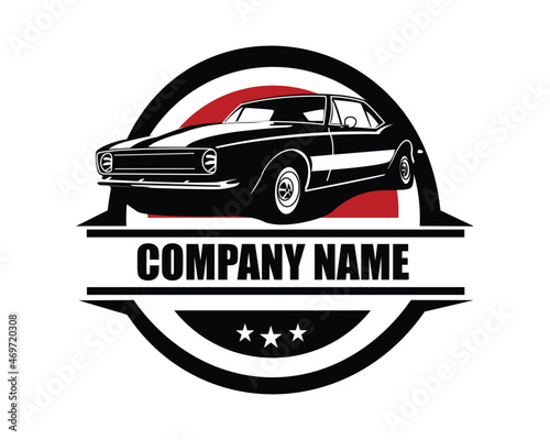 Muscle car silhouette logo vector concept badge emblem isolated