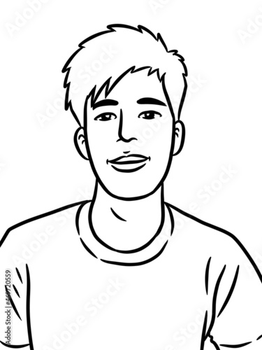 black and white cute man cartoon for coloring