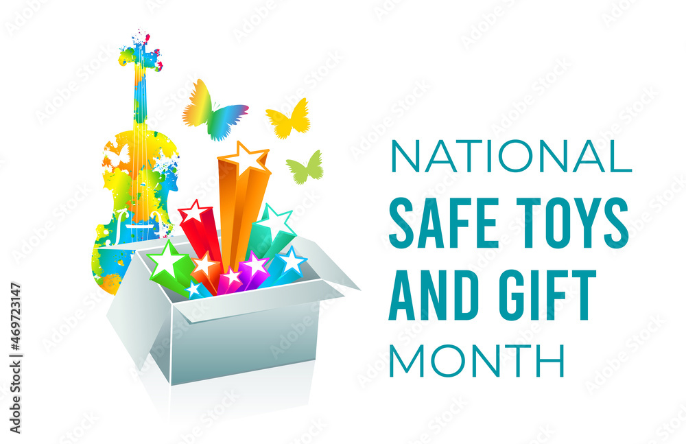 Obraz premium National Safe Toys and Gifts Month. Vector illustration on white