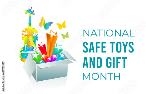 National Safe Toys and Gifts Month. Vector illustration on white