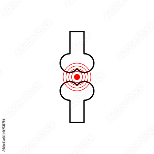 Bone pain icon and joints. Two bone together symbol. Vector clipart and drawing. Linear outline. Editable Isolated illustration on white background.
