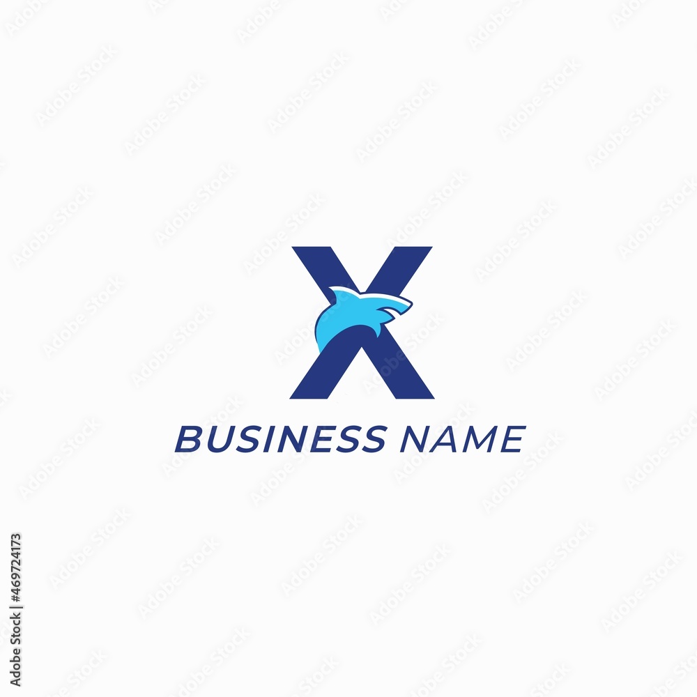 design logo combine shark and letter X design logo combine shark and letter X