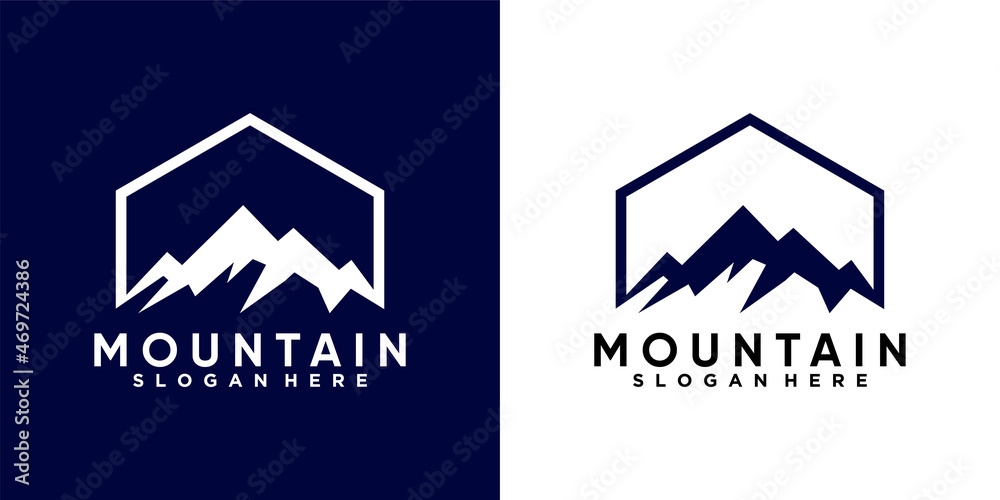 mountain logo design with line art and creative concept