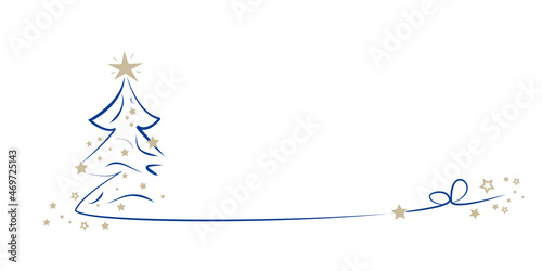 tannenbaum mit blauen linien und sternen