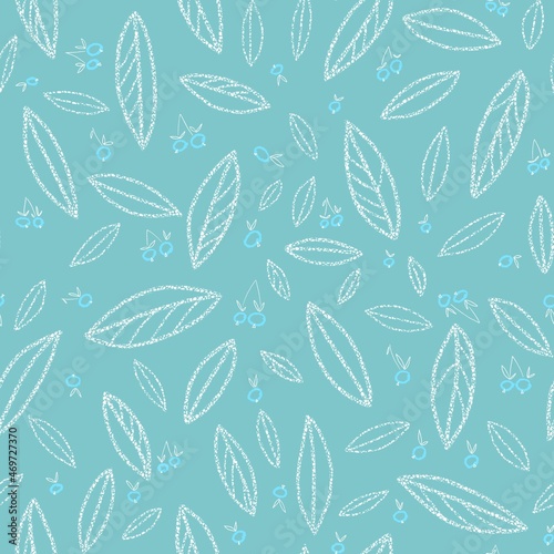 Decorative leaves on blue background