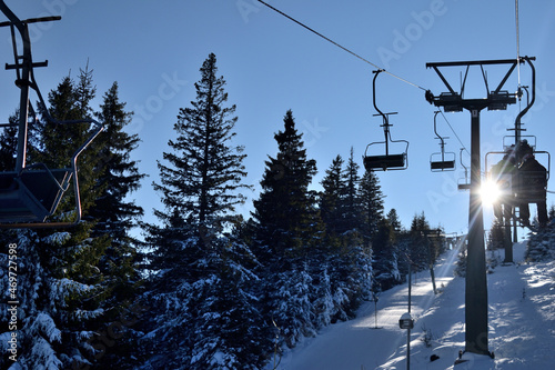 ski lift in winter