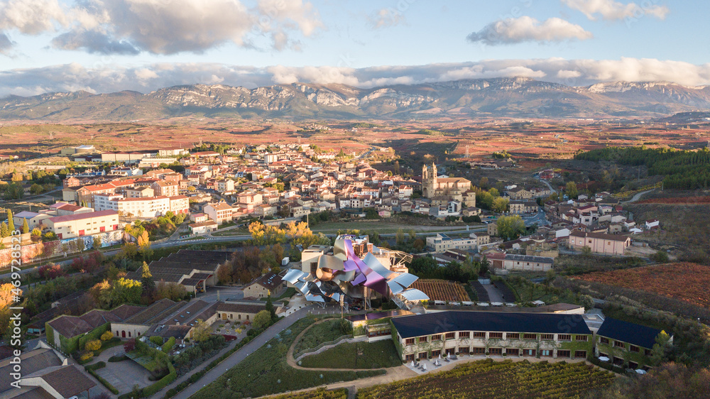 aerial view of famous winery in la rioja, Spain