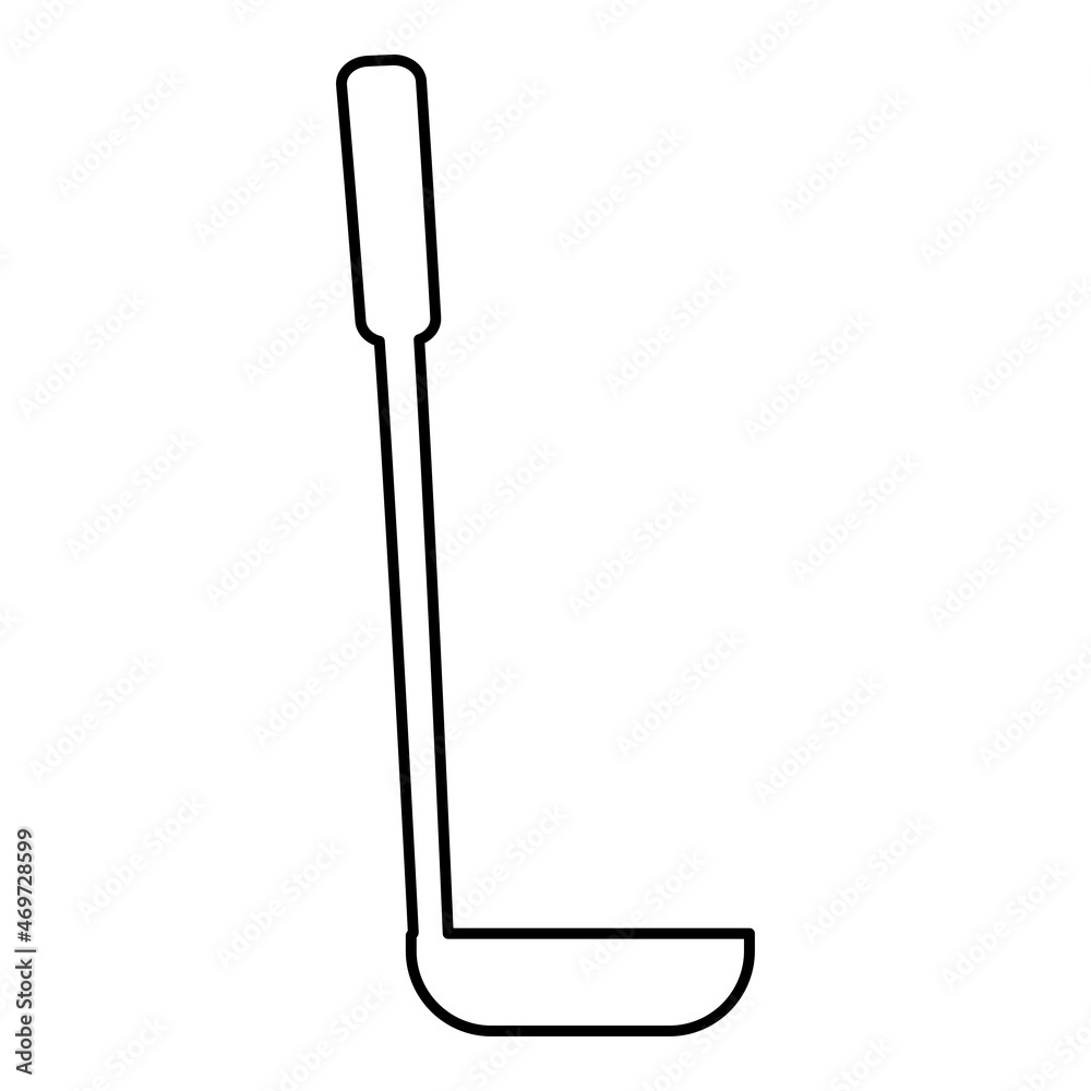 Soup spoon ladle scoop Kitchenware contour outline icon black color vector illustration flat style image Soup spoon ladle scoop Kitchenware contour outline icon black color vector illustration flat style image