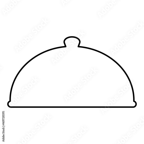 Cloche serving dish Restaurant cover dome plate covers to keep food warm Convex lid Exquisite presentation gourmet meal Catering concept contour outline icon black color vector illustration flat 