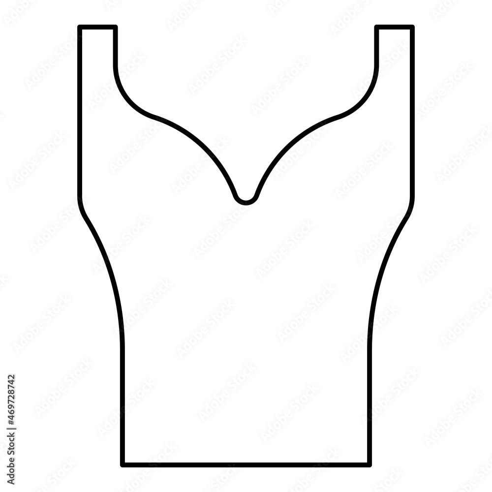 Women's clothing top dress Jersey shirt blouse jumper singlet contour outline icon black color vector illustration flat style image Women's clothing top dress Jersey shirt blouse jumper singlet contour outline icon black color vector illustration flat style image
