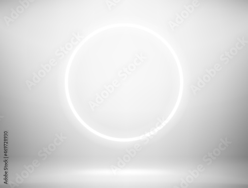 Radial lighting bulb in bright interior. Realistic 3d style vector illustration