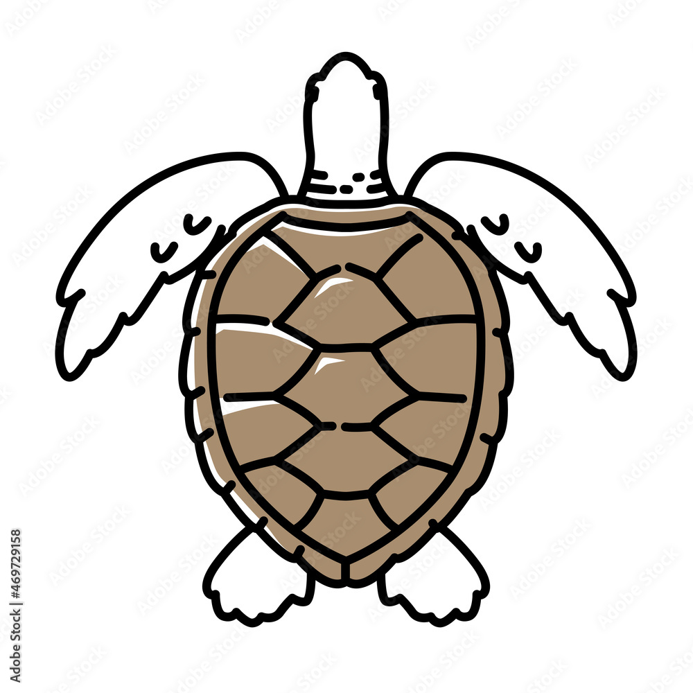 Fototapeta premium Simple icon of a sea turtle, top view.