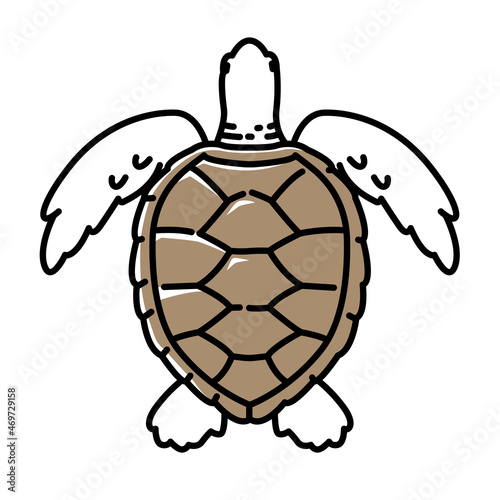 Simple icon of a sea turtle, top view.