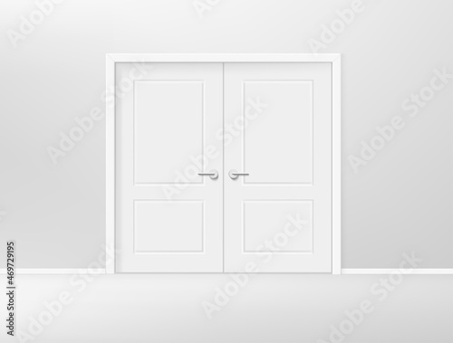 Fototapeta Naklejka Na Ścianę i Meble -  Double door entrance in a corridor. Realistic 3d style vector illustration