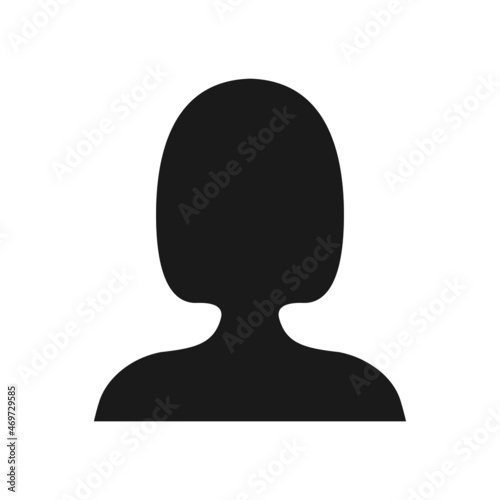Women head silhouette. Human black avatar. Girl profile. Vector isolated on white