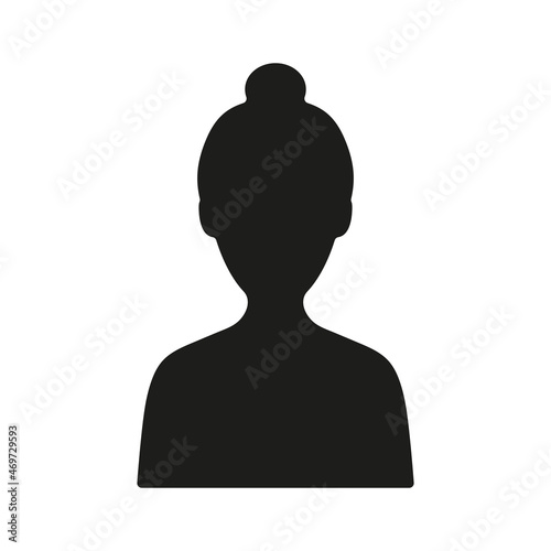 Women head silhouette. Human black avatar. Girl profile. Vector isolated on white