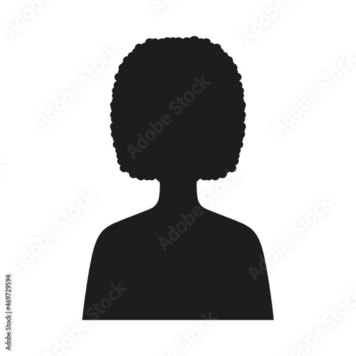 Women head silhouette. Human black avatar. Girl profile. Vector isolated on white