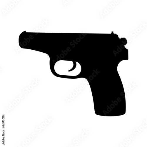Gun vector icon on white background. Pistol simple icon. Isolated vector silhouette.