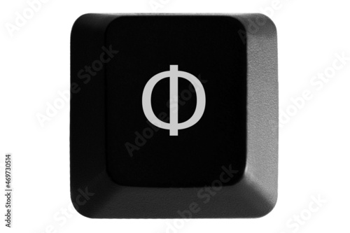 Black keyboard button with Russian letter Ф on white isolated background